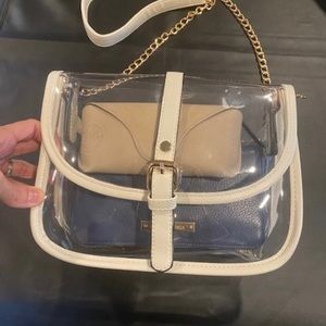 Clear crossbody saddle bag with chain strap